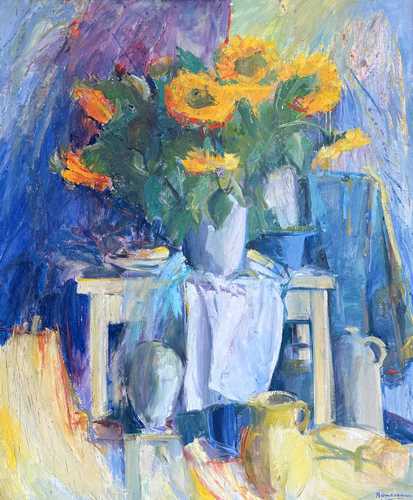 Stilleven met zonnebloemen
